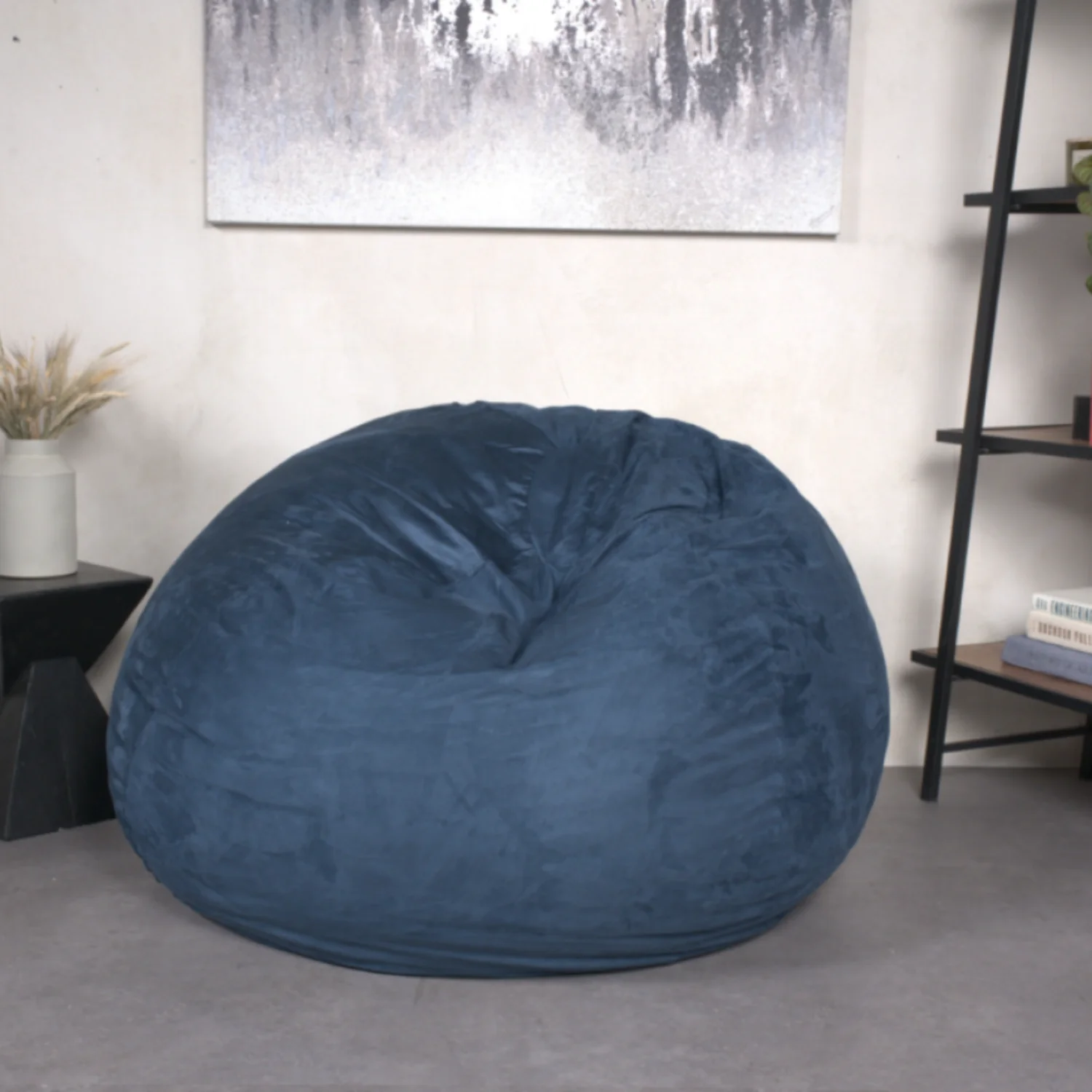 5-Foot Comfortable High-Density Shredded Foam Bean Bag Chair for Kids and Adults, with Removable Microsuede Cover, Ideal Reading