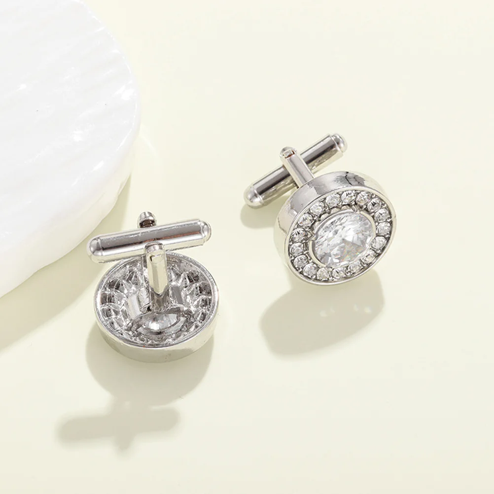 

1pcs Zircon For Men Round Alloy Shirt Cufflinks Business Suit Accessories Dress Studs Formal Wear Jewelry Mens Cufflinks