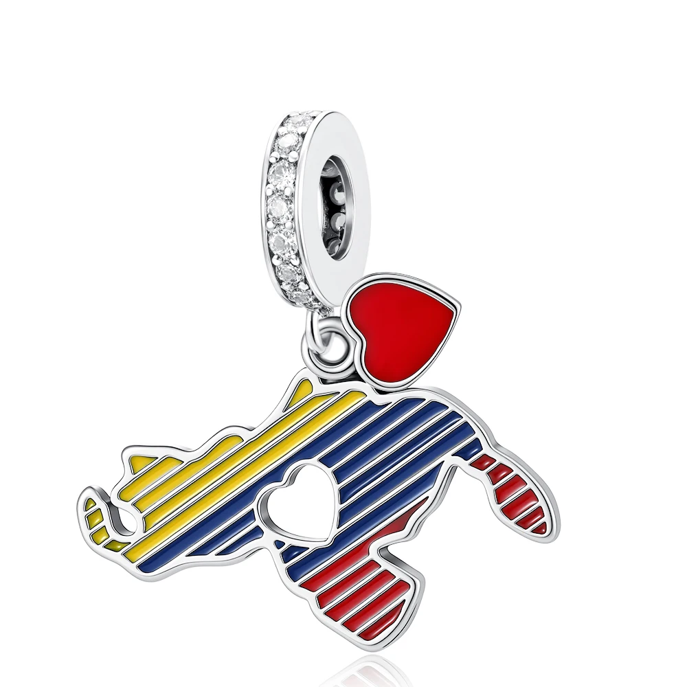 925Silver Mexico Congo Portugal Iran World Map Flag Pendant Building Bead Fit Original Bracelet Jewelry Accessories Travel Charm view 5