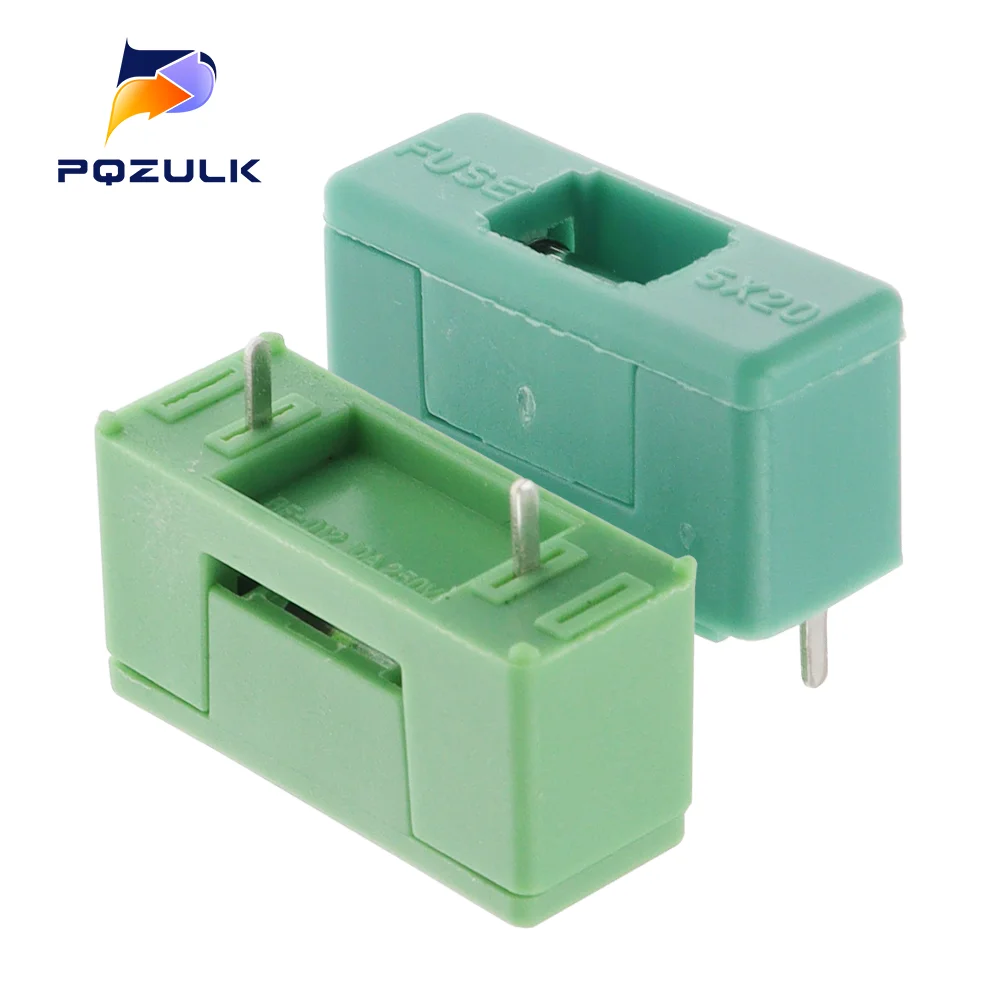 5PCS BF-012 Mini Plastic Mounted 5*20mm Bayonet Type Fuse Holder With Cover Green Color PCB Terminal Foot distance 15mm 22mm