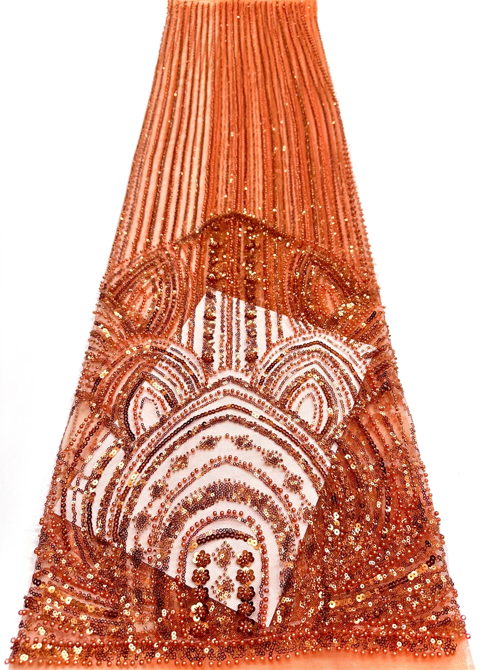 

African Mesh Lace Fabric with Nigerian Beads And Sequins for Women's Party And Wedding Dresses 2025 Style French Nigeria Lace