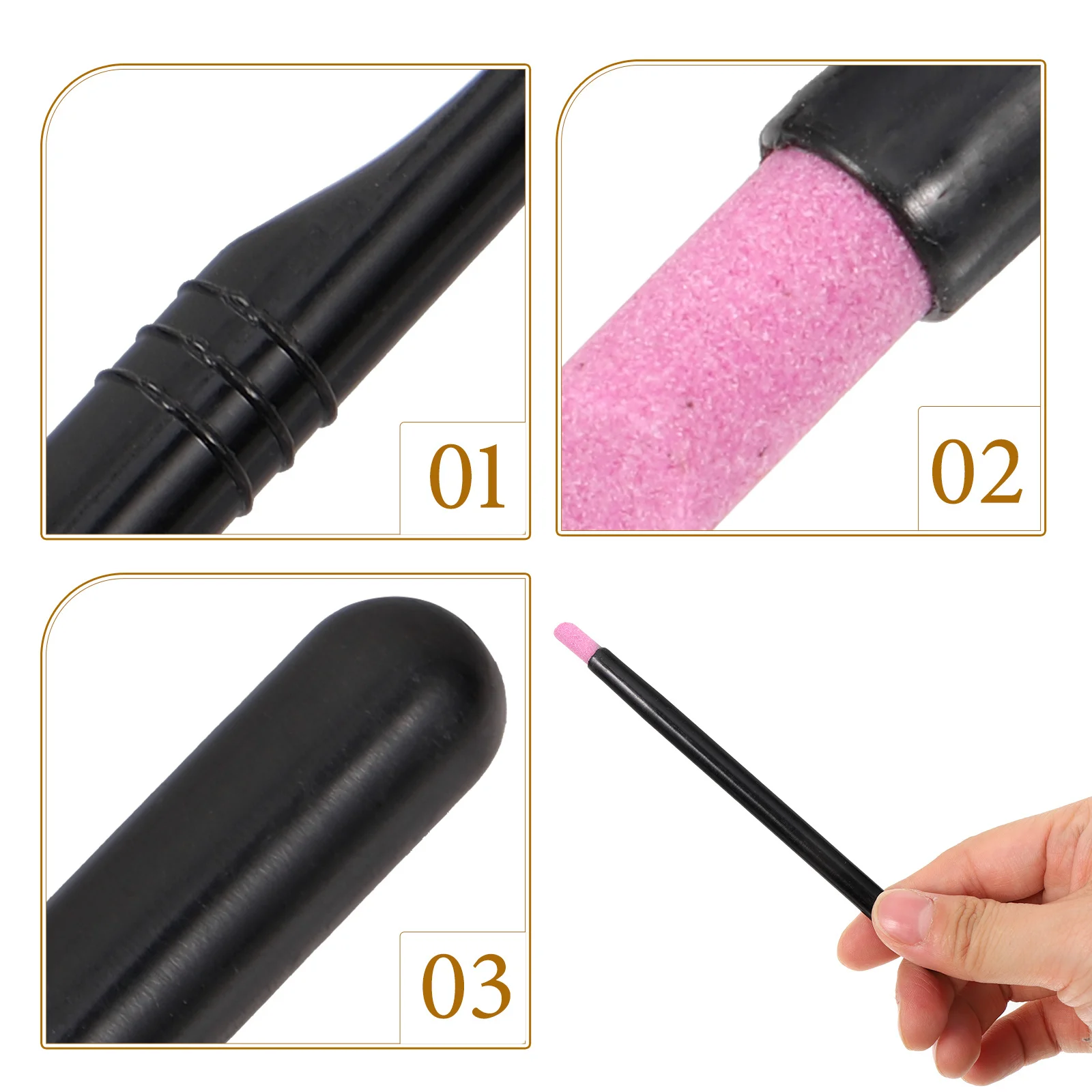 3 個の双頭研磨ペン 2-in-1 ネイル研削ファイル キューティクル除去用 マニキュアツール ネイル美容装置 角質除去ペン