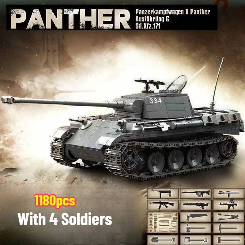 

New Military Panther Type-G Tank Building Block Army Weapons Soldiers Toys For Boys Kids Christmas Birthday Gifts