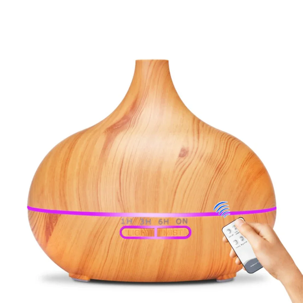 

Aromatherapy Essential Oil Diffuser Wood Grain Remote Control Ultrasonic Humidifier Cool with Color LED Light Ambientador