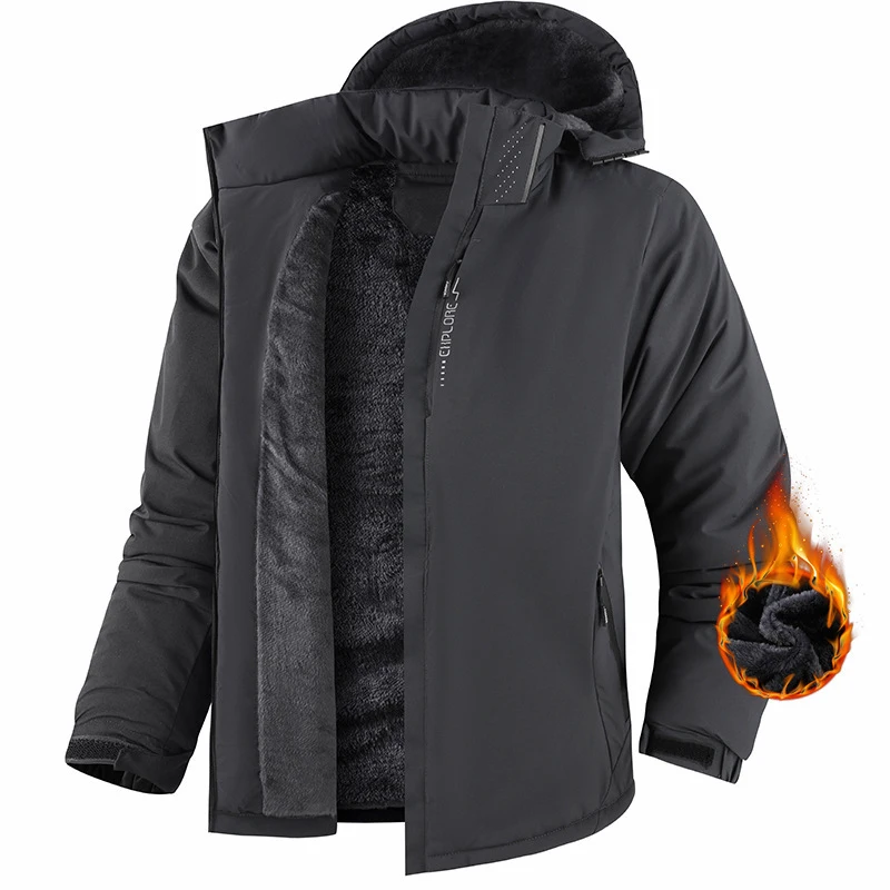 Winter Men's Fluffy Thicken plus Size Warm Cotton Jacket Outdoor Windproof Waterproof Shell Coat New Arrival