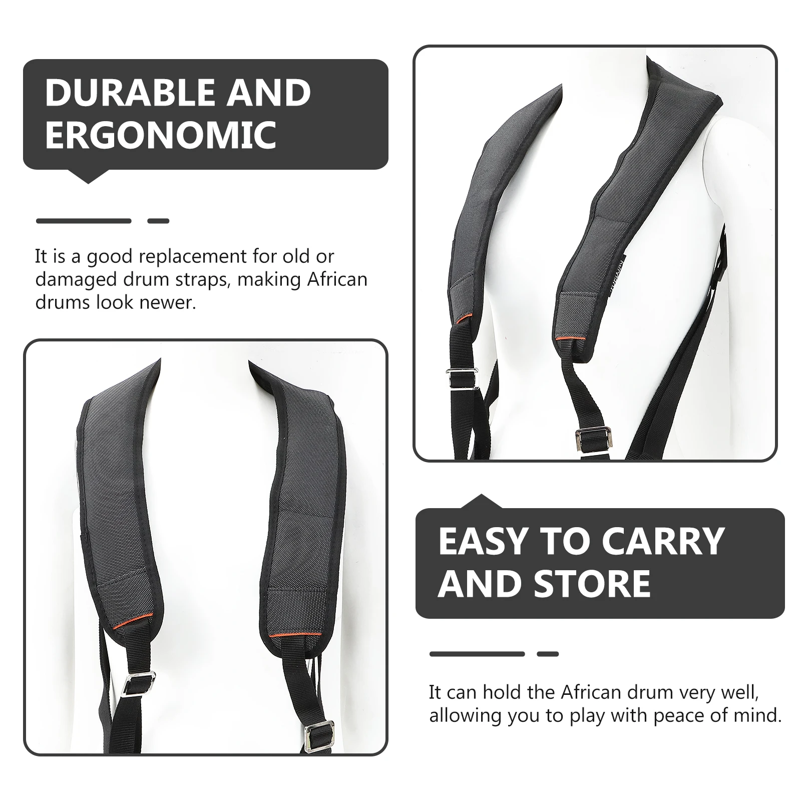 

1Pcs Comfortable Adjustable African Drum Strap Djembe Shoulder Belt Musical Instrument Accessory Tambourine Strap
