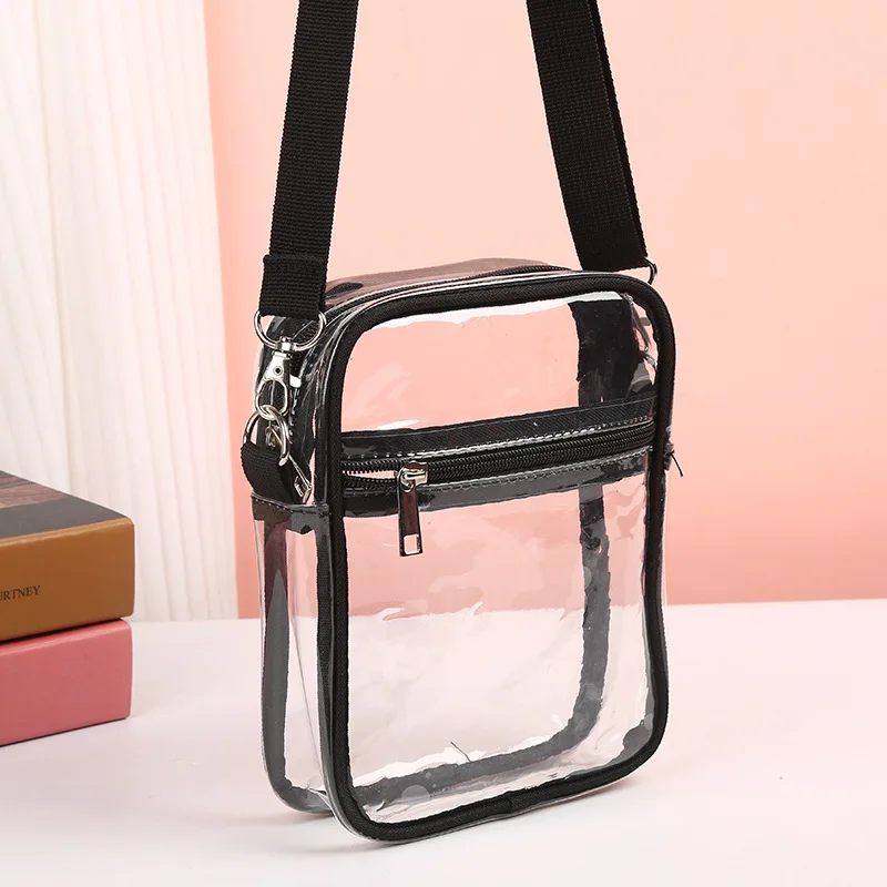 

Clear Shoulder Bag Stadium Approved PVC Concert Transparent Purse Simple Crossbody Bag With Front Pocket Casual Handbag