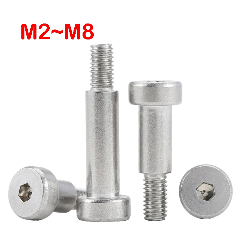 1~10Pcs 304 Stainless Steel Hexagon Socket Cap Head Roller Bearing Shoulder Screw M2 M2.5 M3 M4 M5 M6 M8 Allen Cup Head Bolts