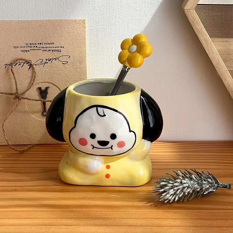 

Creative Hand Drawn Ceramic Mug Ornaments with Handle Cute Cartoon Stereo Cup Kids Breakfast Milk Water Cup Crafts Decoration