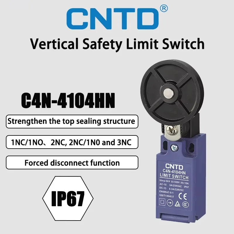 CNTD C4N-4104HN 3A 250VAC Ball Swing Rod Metal Swing Rod Rubber Ball Vertical Safety Limit Switch Momentary Reset IP67