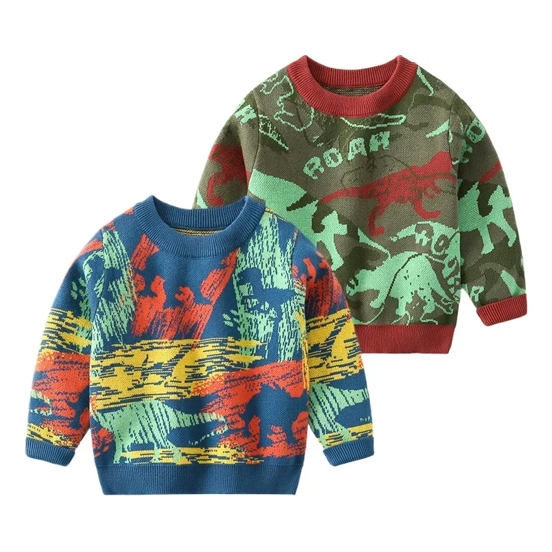 Dinosaur Toddler Boys Sweaters Kids Pullover Winter Children's Clothes