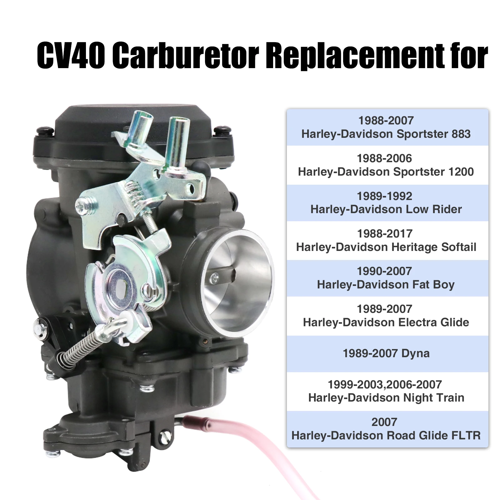 Alconstar CV40 Carburetor Motorcycle 40mm Carb for Harley-davidson Sportster Dana Electra Glide Fat Boy Fuel System Accessories