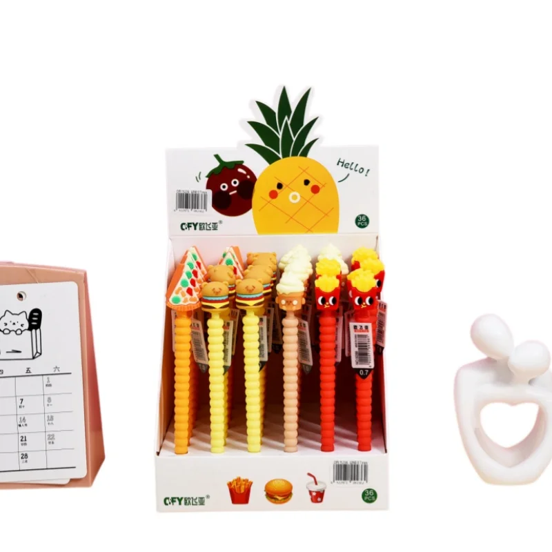 36pcs/lot Creative Hamburger Fries Pizza Mechanical Pencil Cute 0.5/0.7MM Drawing Writing Automatic Pen School Office Supplies - view 3