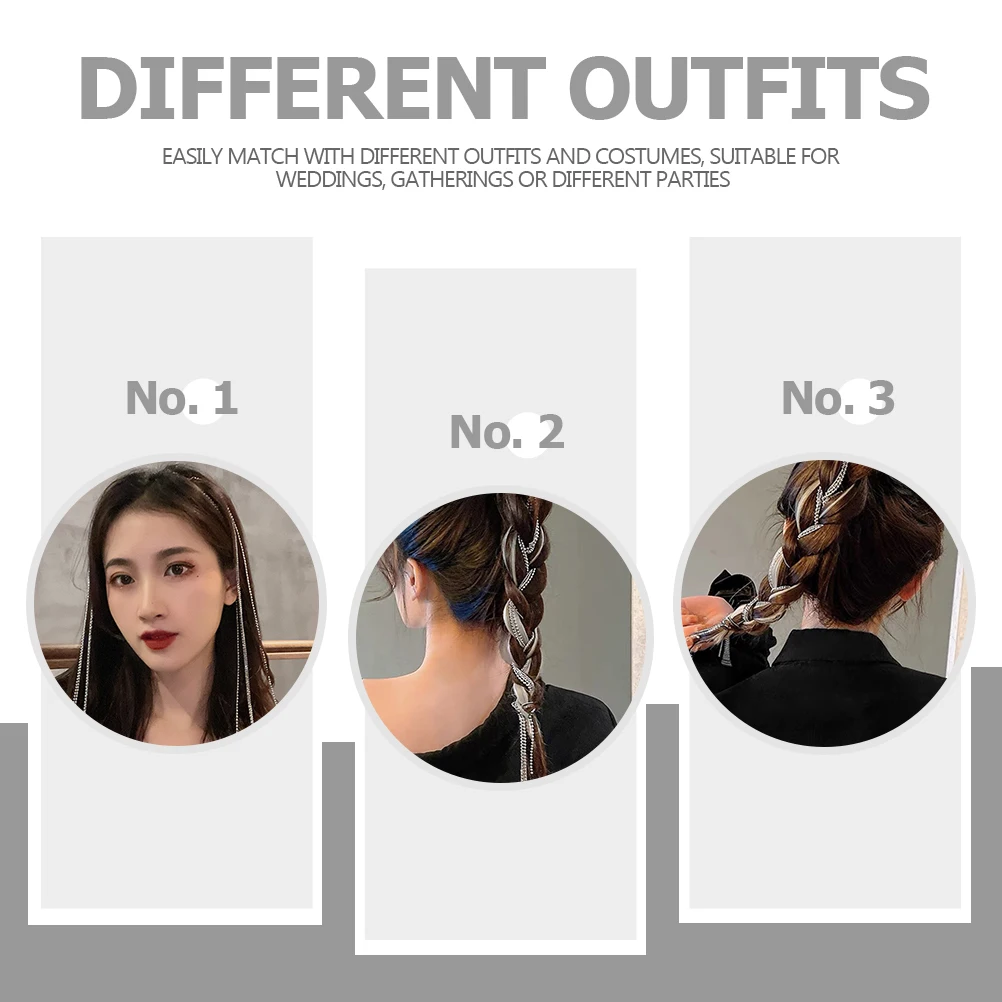 

2pcs Ponytail Long Chain Clips Barrette For Nightclub Punk Party Festival Women Girls Hair Accessory Decor Durable Simple Design