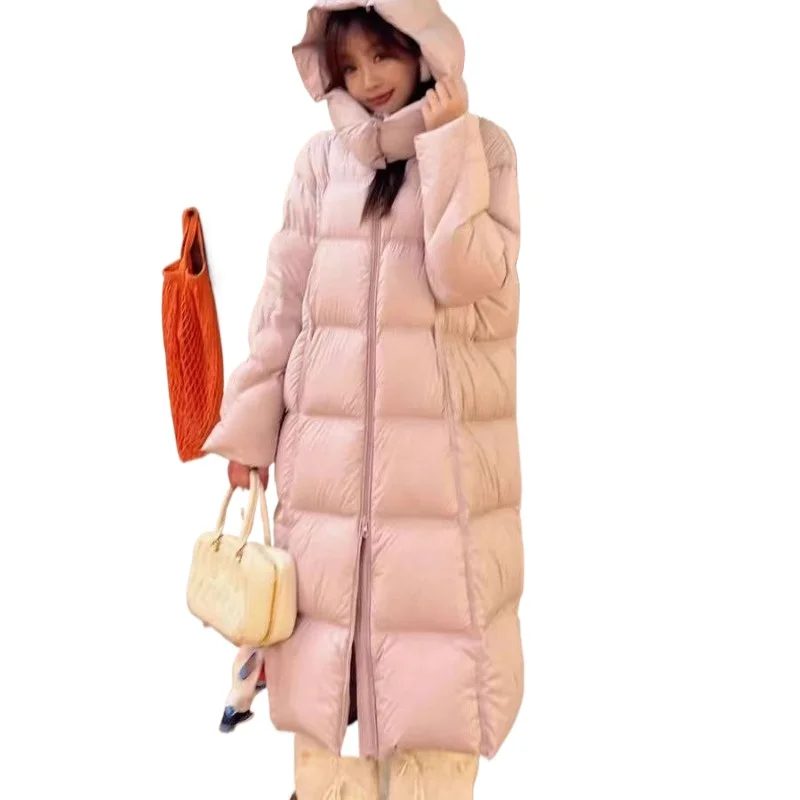 

Down Outerwear Down Cloud Puff Long Knee Down Jacket Thickened New Winter Korean Version Long Loose Coat Simple Hooded New Coat