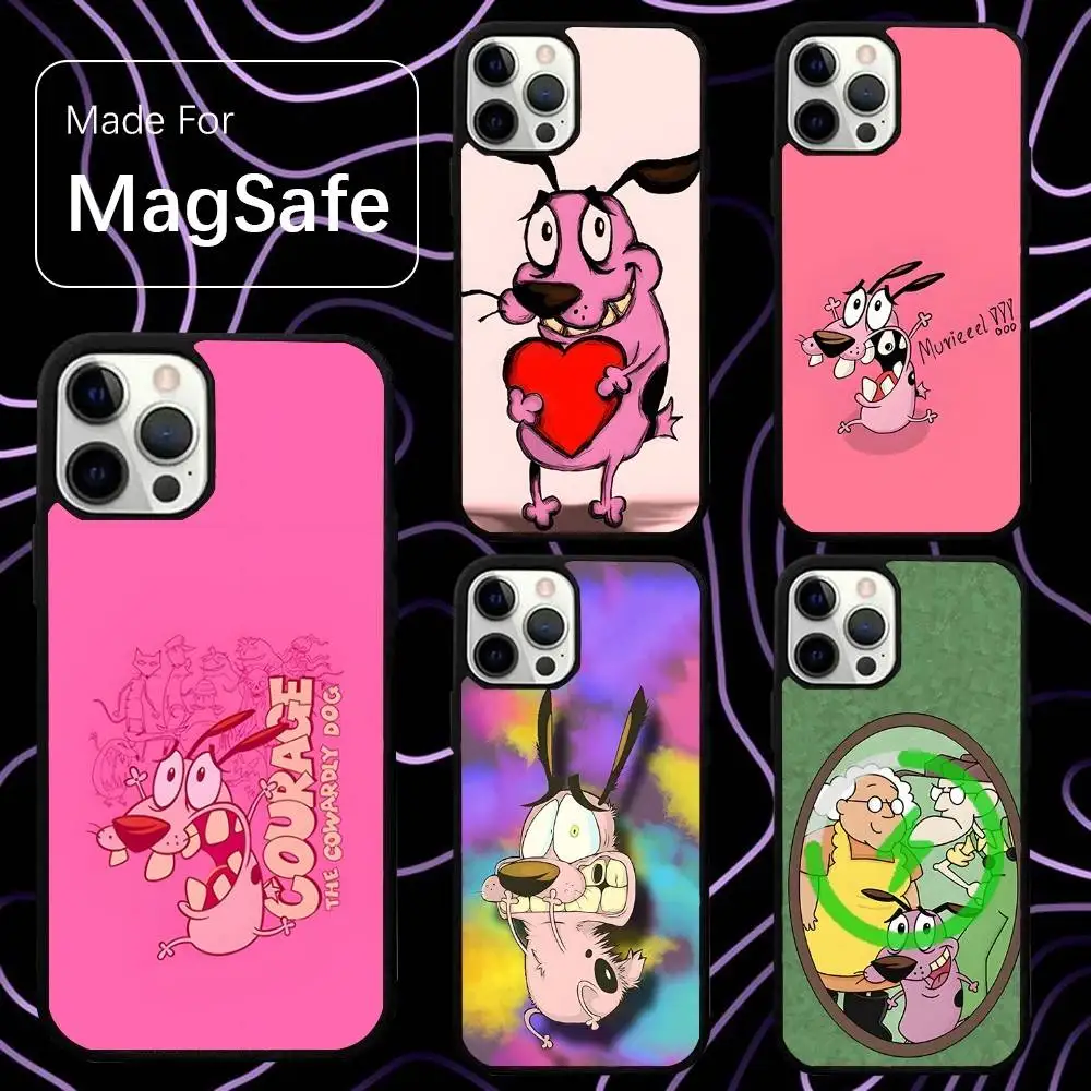 

Чехол для телефона Courage The Cowardly Dog для iPhone 16,15,14,13,12,11, Pro, Max, Plus, Mini, SE, новая магнитная беспроводная зарядка Magsafe