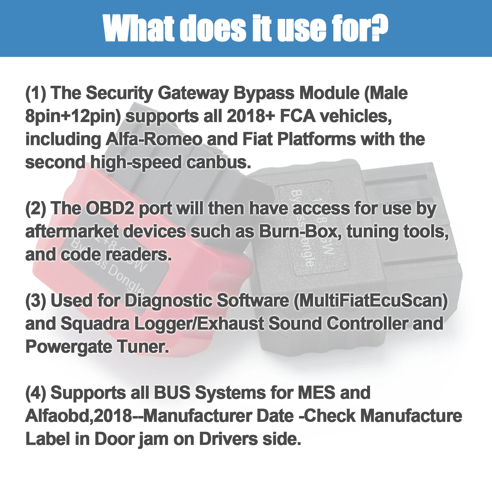 Dongle de dérivation SGW 12 + 8 pour voitures FCA Chrysler /Dodge /Jeep /RAM /FIAT /MASERATI, Module de passerelle de sécurité 12 broches 8 broches, adaptateur de dérivation