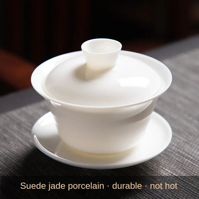 Dehua Ceramic White Porcelain Sancai Gaiwan Tea Cup