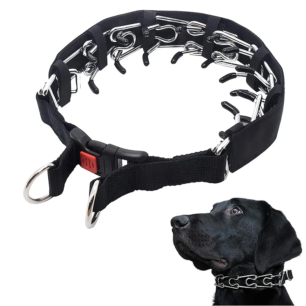 Cubierta de nailon sin tirones, Collar de punta para perro, Collar de pellizco para entrenamiento de perros con punta cómoda y hebilla de liberación rápida para perros de todos los tamaños y mascotas