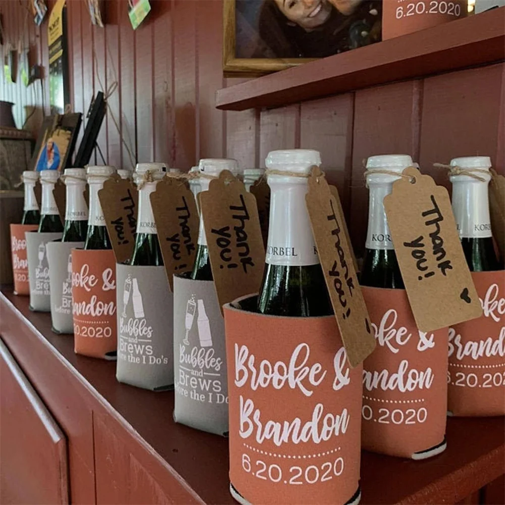 Bubbles and Brews Engagement Party Favors - Personalized Can Coolers, Can Coolers, Couples Shower, Beer Insulators, Favors for