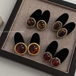 High-End Retro Amber Barrettes Simple All-Match Mid-Ancient Style Duckbill Clip Flocking Oval Bangs Side Clip Hair accessories