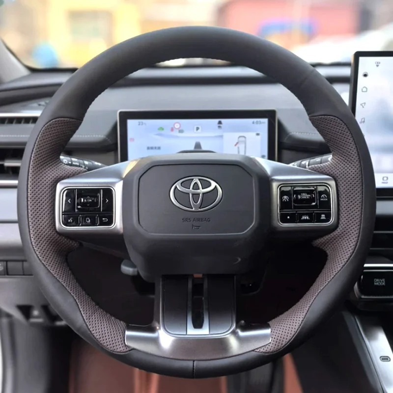 DIY White Style Stitching Steering Wheel Cover for Toyota RAV4 2026 2027 Car Steering Wheel Wrap Interior Accessories