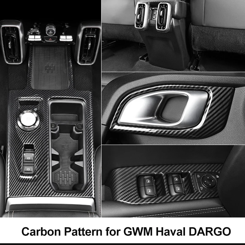 

Карбоновый узор для GWM Haval DARGO 2021 2022, внутренняя ручка, аксессуары для панели передач, декоративная яркая полоса