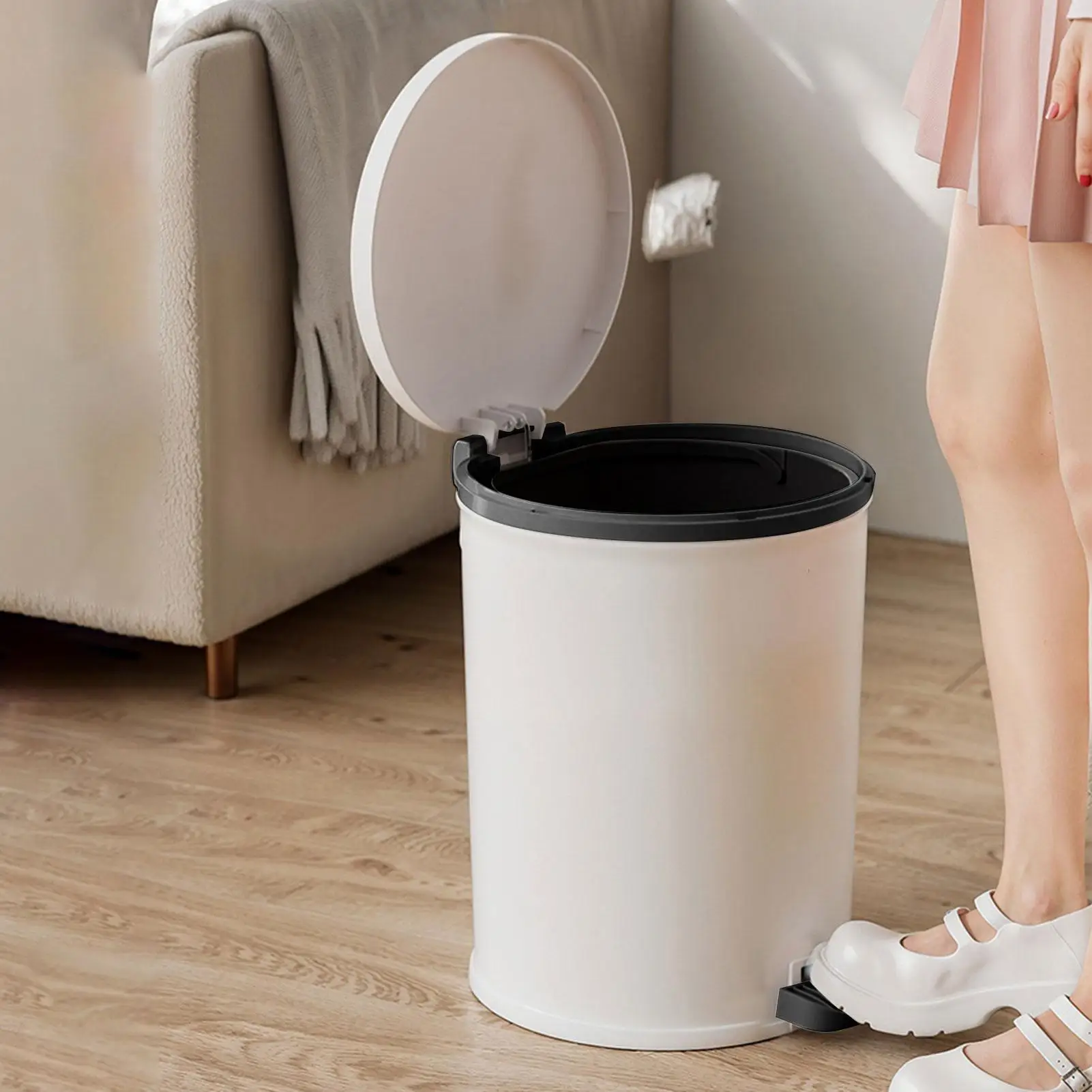 

Мусорный бак с ножной педалью, 17 л, бесшумный мусорный бак с крышкой, бытовой мусорный бак для квартиры, офиса, ресторана, отеля, школы