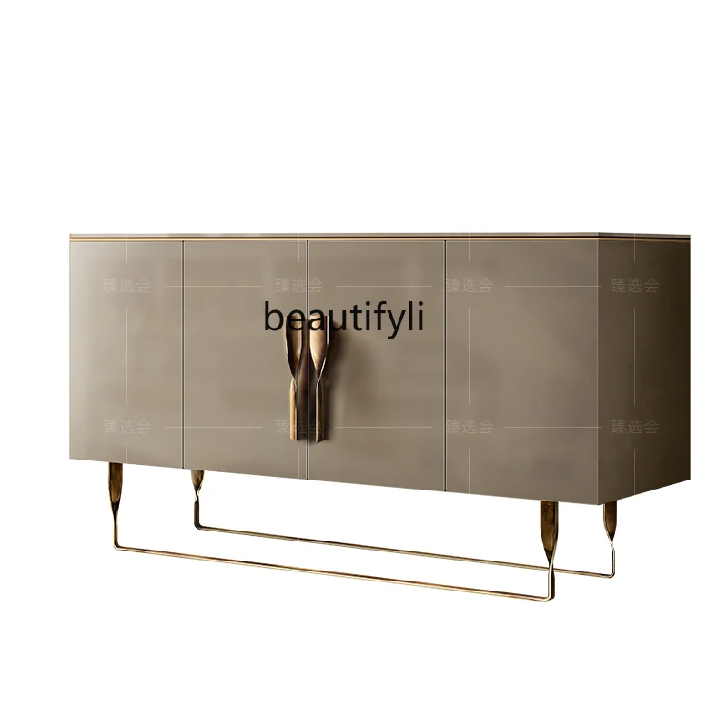 

Light Luxury Stainless Steel Sideboard Cabinet High-End Villa Living Room Entrance Curio Cabinet American Shoe Cabine