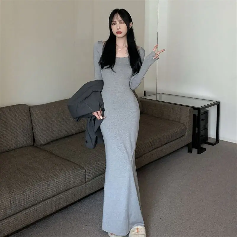 

Sexy Long Dresses for Women Mermaid Dress Spring Elegant Women Long Sleeve Slim Bodycon Party Dress Female Sheath Robe Dresses