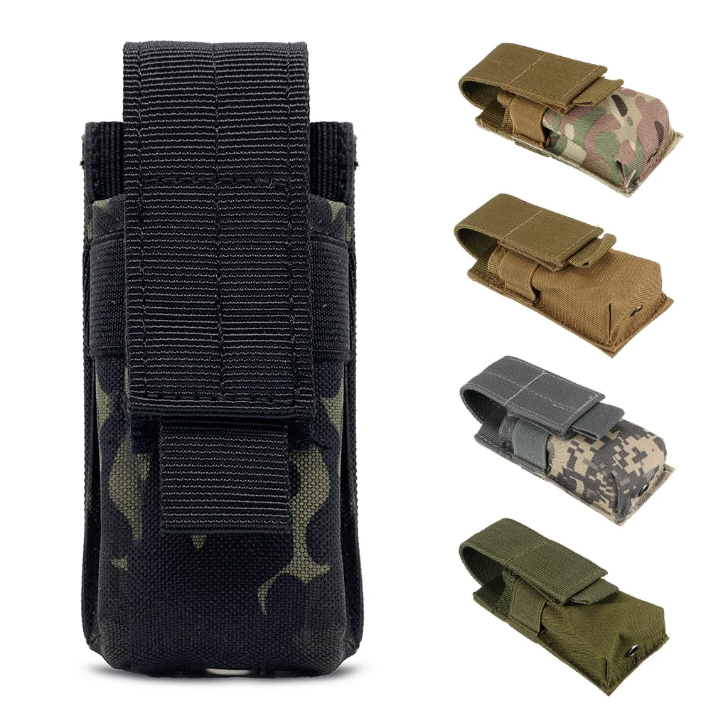 Tactical Molle Flashlight Pouch Torch Holder Magazine Single Mag Bag Knife Holster M5 EDC 9mm Outdoor Hunting Waist Bag