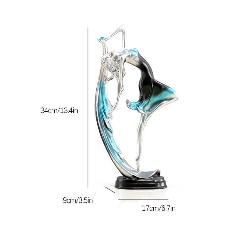 Dancing Girl Figure Statue Modern Ballet Sculptures Resin Crafts Home Decor Desktop Ornament Elegant Gift 10*22CM