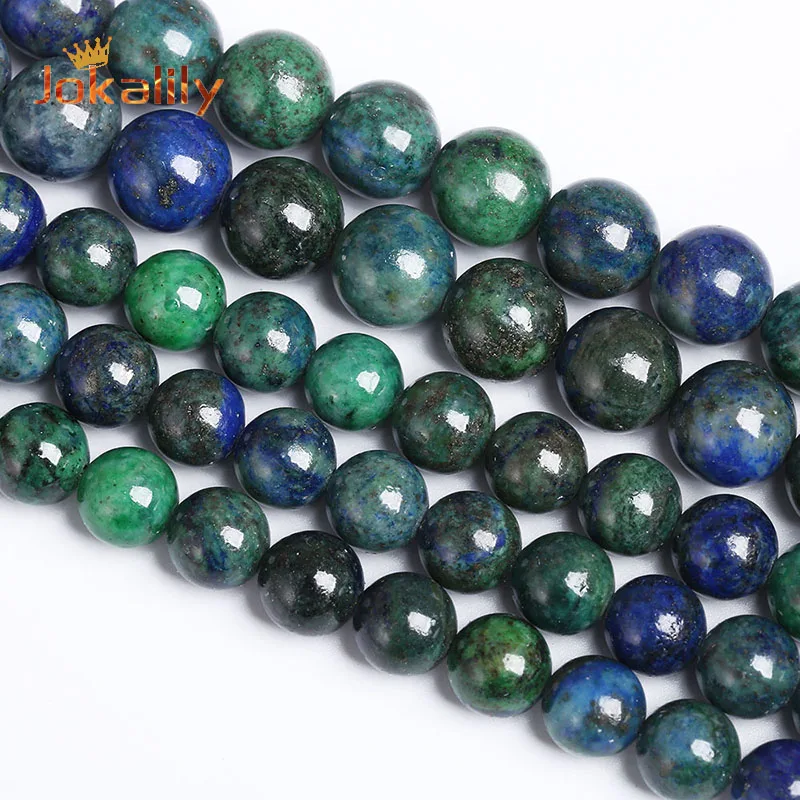 

A+ Natural Chrysocolla Azurite Stone Round Loose Beads For Jewelry Making DIY Bracelets Necklace Accessories 4 6 8 10 12 mm 15''