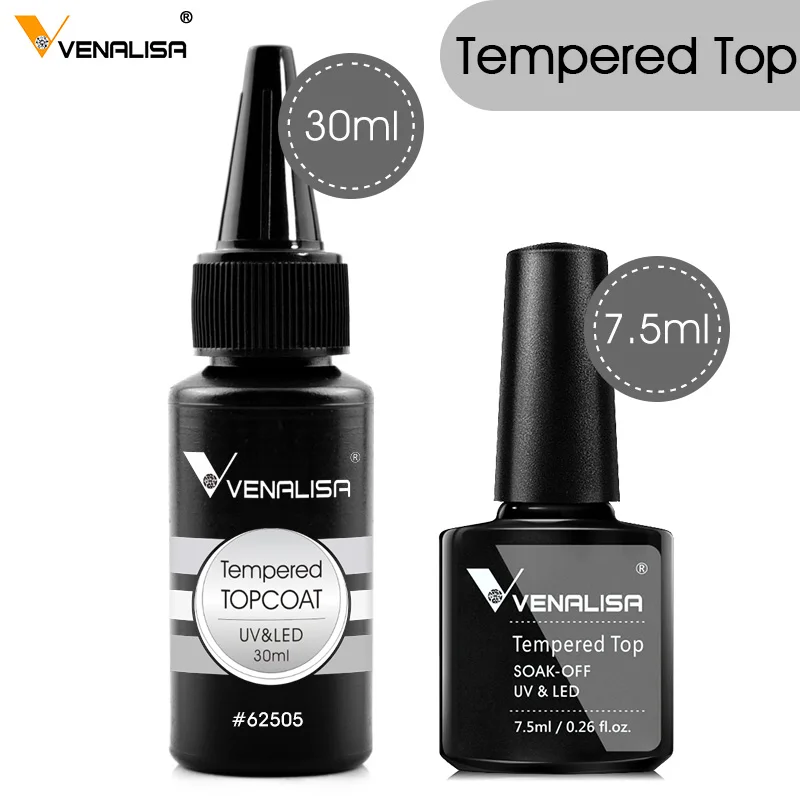 30ml+7.5ml Venalisa Ultra Glossy Diamond Long Wear Top Coat Refillment Gel TPO Free Soak Off UV LED Anti-Yellow No Wipe Top Coat