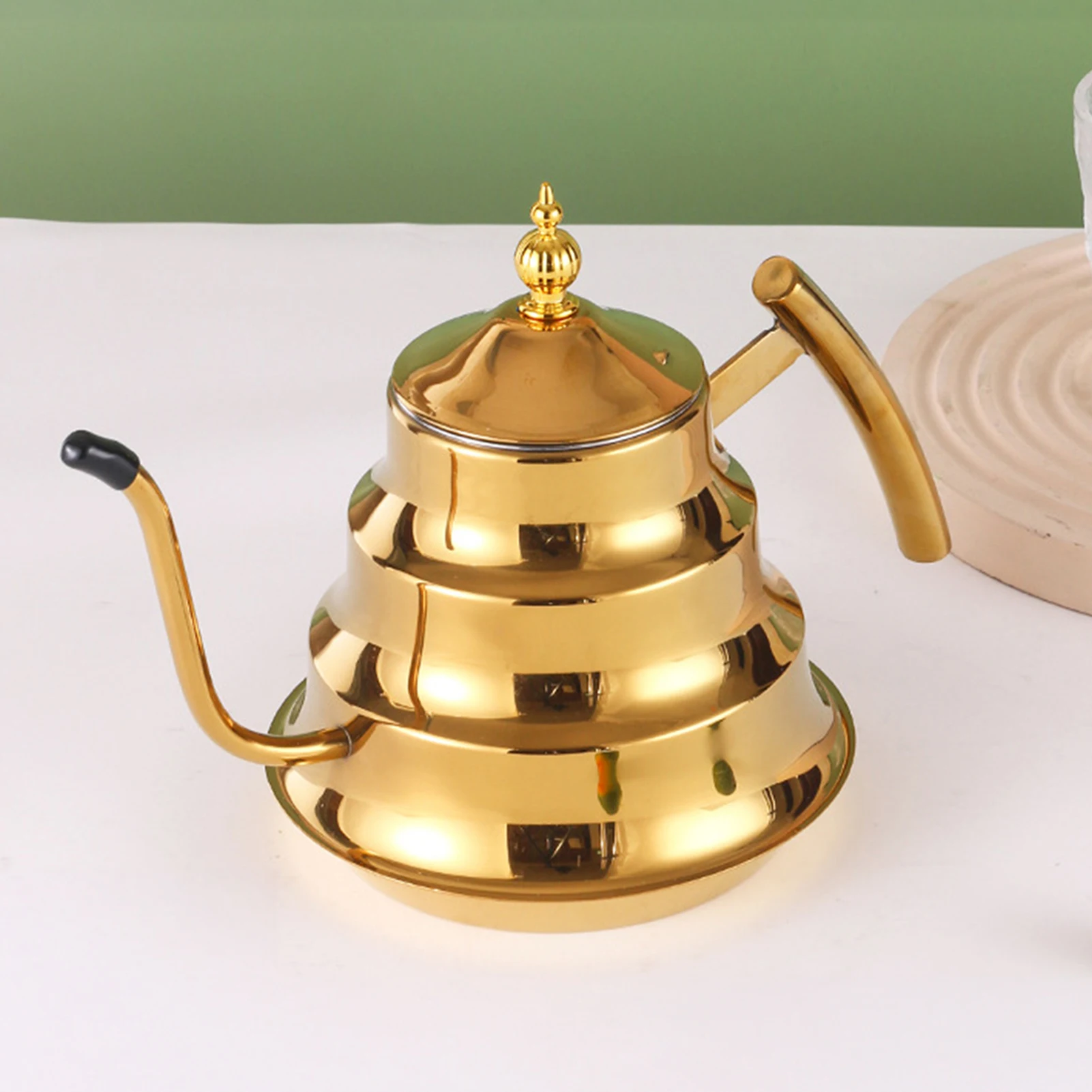 

1.2L Metal Tea Pot Stainless Steel Bamboo Joint Design Kettle For Coffee Tea Milk Beverage Juice Vintage Long Spout Teapot