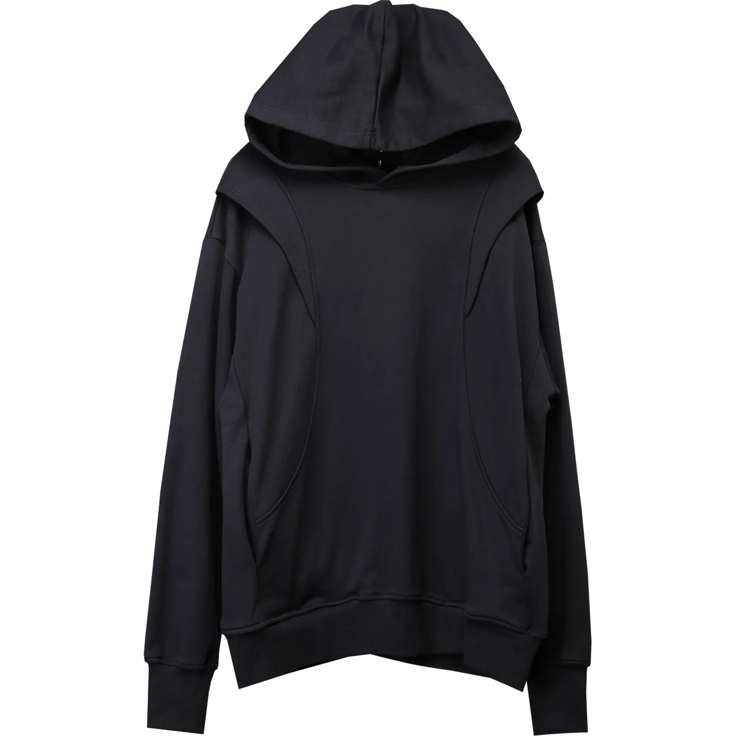Niche Deconstruction Stitching Design Set Dark Fake Two-Piece Hooded Sweater Cleanfit Hoodie Coat Trendy Men