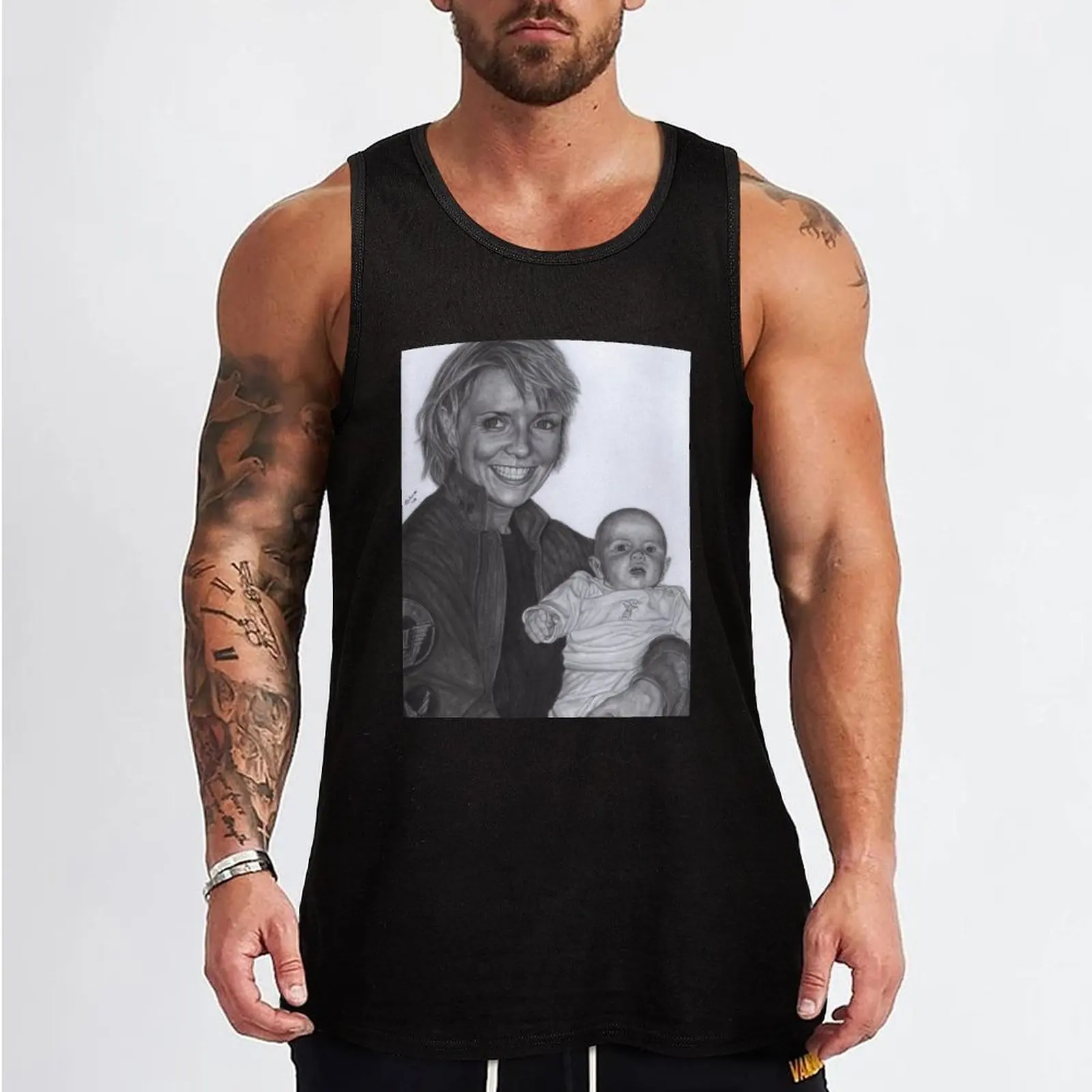 Amanda Tapping and baby Olivia Tank Top bodybuilding men sleeveless tshirts for men gym Men's t-shirts