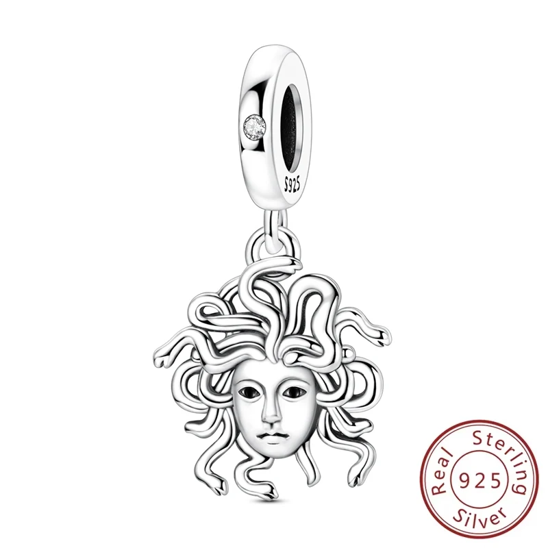

New Pendants 925 Sterling Silver Beautiful Snake Demon Medusa Charms Beads Fit Original Bracelet Necklace DIY Jewelry Accessory