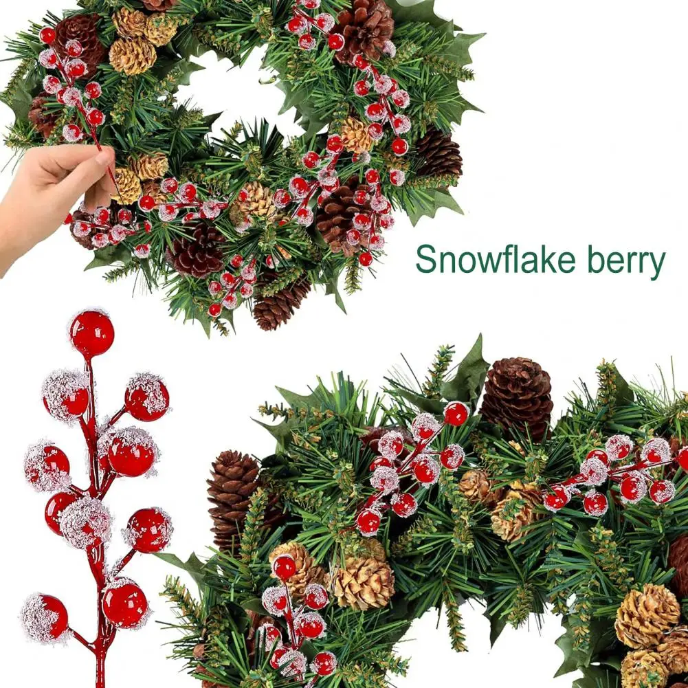 Artificial Cranberries for Flower Arrangements Realistic Snow Frosted Berry Stems Vibrant Christmas Tree for Holiday for Wedding