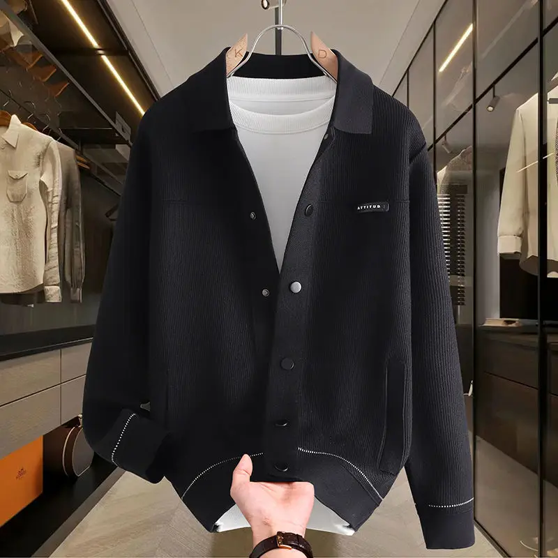 

Мужской вязаный кардиган-свитер Sli для весны и осени, новинка, модный бренд, молодежный стиль, повседневная верхняя одежда, базовый слой под куртку