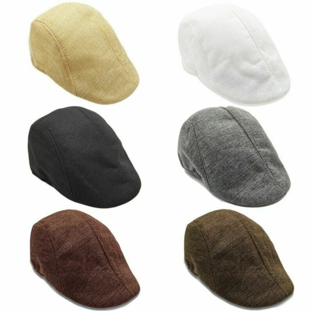Women Linen Unisex Men Flat Cap Sun Hat Hat Vintage Golf Driving Hat view 6
