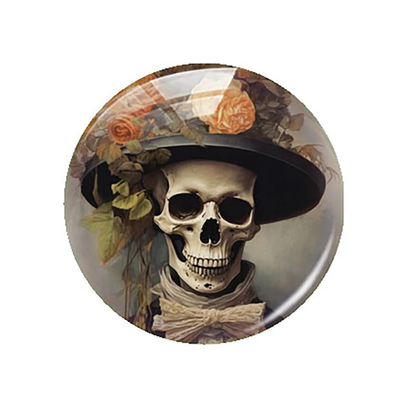 Halloween Gothic Horror Skull Ghost Cat Witch Hunting House Photo Glass Cabochon Flatback Demo Cameo For Diy Jewelry Making