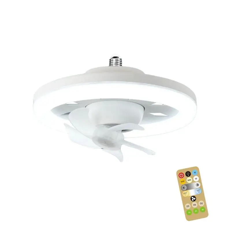

PZHI-Ceiling Fan Light 60W 3-Speed Cooling Fan Ceiling Light Remote Control E27 Lamp Holder Electric Fan Lamp