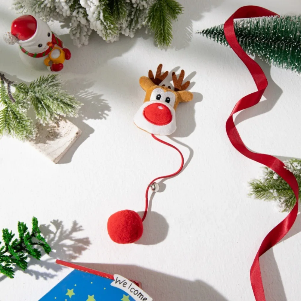 Pet Toy Cat Bell Creative Gift Christmas Elements Teasing Cat Stick Pet Toys Santa Claus Elk Snowflakes Chew-resistant Pet Toys