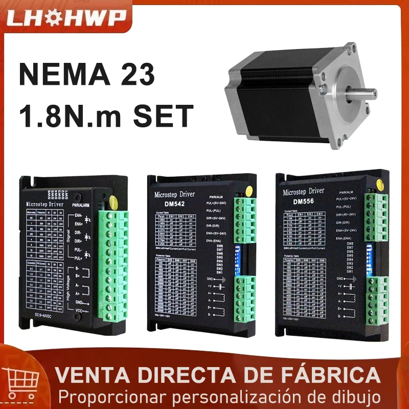 1 Juego de controlador paso a paso híbrido TB6600 / DM542 /DM556 con Motor paso a paso 76 57x76mm 4 conductores 3A 1.8N.m 76mm motores paso a paso NEMA23 para CNC