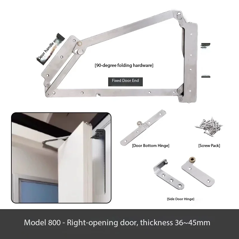 Trackless 90-Degree Folding Door Hardware, Heavy-Duty Stainless Steel Sliding System for Interior Wooden Doors