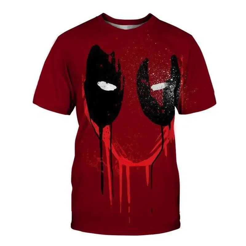 2024 Summer Hot-selling New 3D Printing Deadpool Pattern Top Sports Full Women\'s Short-sleeved Crew Neck Quick-drying T-shirt