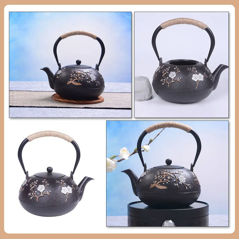 

Metal Teapot with Handle Cast Iron Tetsubin for Boiling Water Tea Coffee Heating Easy Clean Home Tea Ware Cast Iron Teapot
