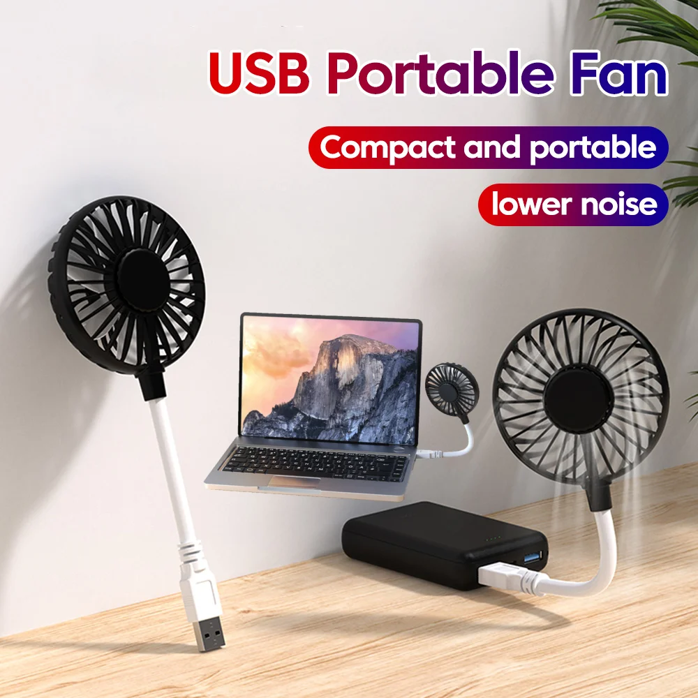 Mini USB Fan Portable Power Bank Laptop Cooling USB Charging Flexible Mini Fan Outdoor Home Silent Small Fan 7 Vanes Strong Wind