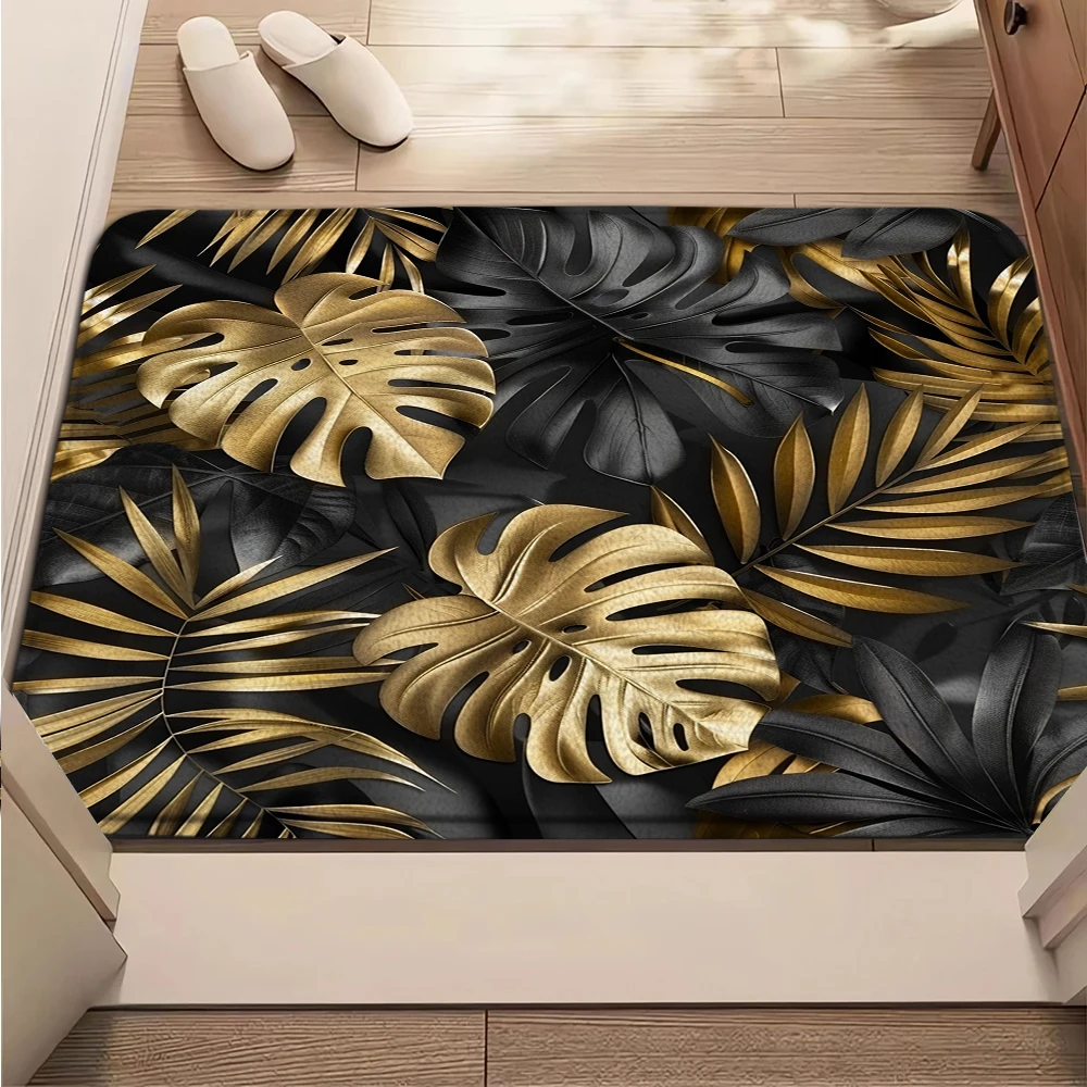 tapete-de-boas-vindas-com-estampa-de-folhas-pretas-e-douradas-lavavel-na-maquina-para-sala-de-estar-quarto-cozinha-e-lavanderia